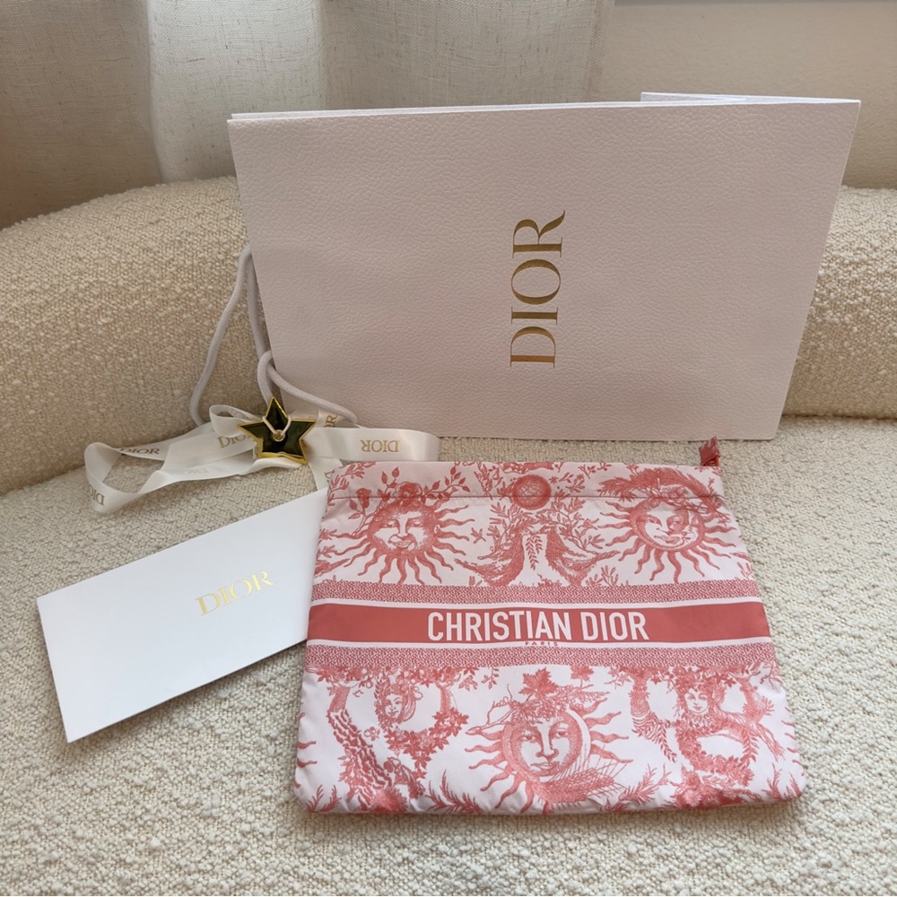 Dioriviera DiorTravel Zipped Pouch Clutch Makeup Bag | Orange / Peach / Coral - Picture 3 of 15